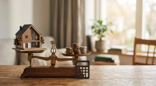 Couple examinant sereinement leurs finances pour évaluer leur capacité de remboursement avant un achat immobilier