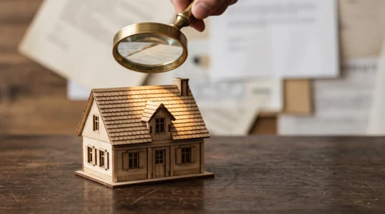Loupe posée sur une maquette de maison symbolisant l'analyse minutieuse des clauses d'exclusion d'un contrat d'assurance habitation