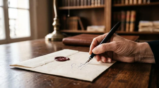 Main posant une signature soigneuse au bas d'un document juridique, symbole d'un testament sécurisé face à une contestation